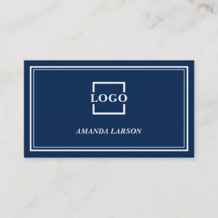 Deep Blue Background And White Frame Business Card