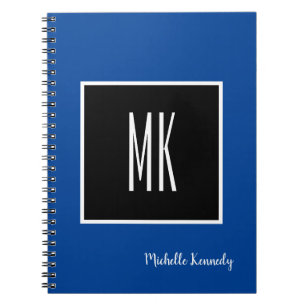 Deep Blue Black Monogrammed Professional Notebook