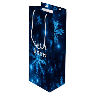 Deep Blue & Bright Snowflakes Let It Snow Gift Bag