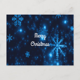 Deep Blue & Bright Snowflakes Merry Christmas Card