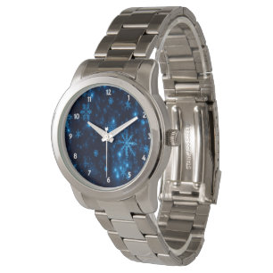Deep Blue & Bright Snowflakes Unisex eWatch Watch