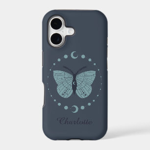 Deep Blue Celestial Moth Moon and Stars
