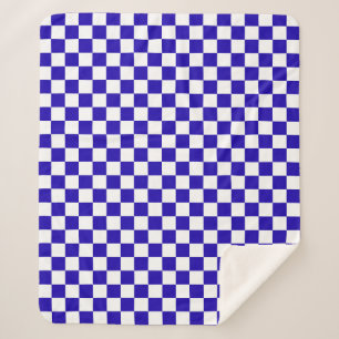 Deep blue checkered sherpa blanket