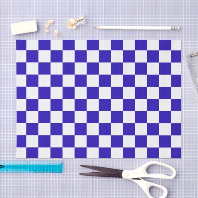 Deep blue checkered  tissue paper (Craft)