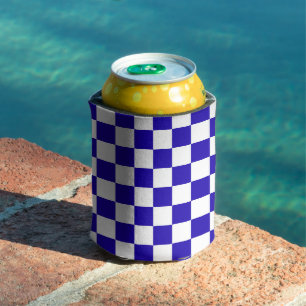 Deep blue chequered can cooler