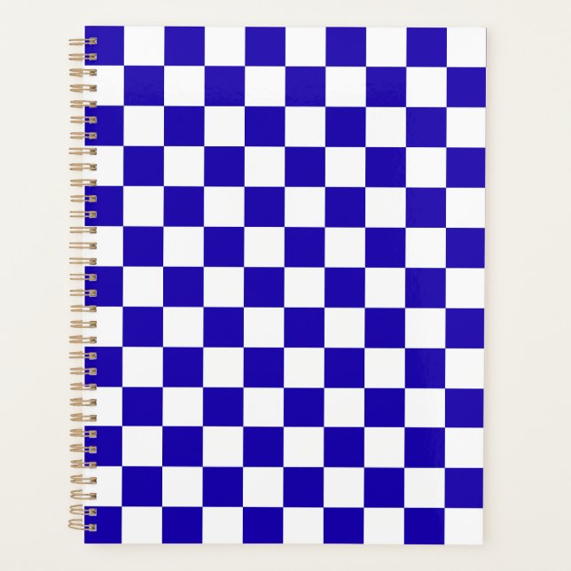 Deep blue chequered  planner (Front)