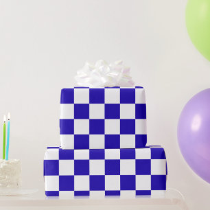 Deep blue chequered wrapping paper