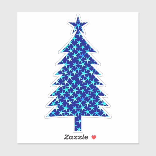 Deep Blue Christmas Tree with Stars  (Sheet)