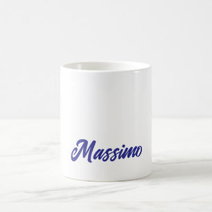 Deep Blue Color Plain Modern Own Name Calligraphy Coffee Mug