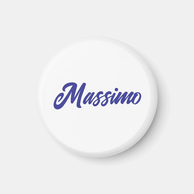 Deep Blue Color Plain Modern Own Name Calligraphy Magnet (Front)