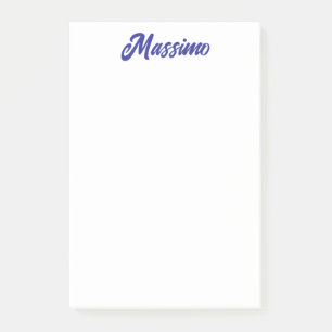 Deep Blue Color Plain Modern Own Name Calligraphy Post-it Notes