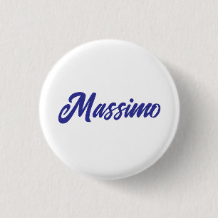 Deep Blue Colour Plain Modern Own Name Calligraphy 3 Cm Round Badge