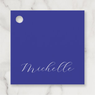 Deep Blue Colour Plain Modern Own Name Calligraphy Favour Tags