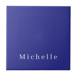 Deep Blue Colour Plain Modern Own Name Minimalist Tile