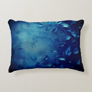 Deep Blue Decorative Leaves Decorative Cushion