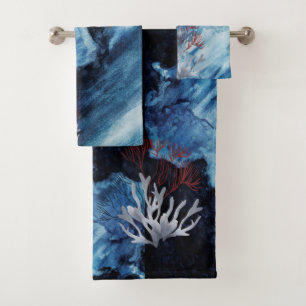 Deep Blue Depths of the Sea Bath Towel Set