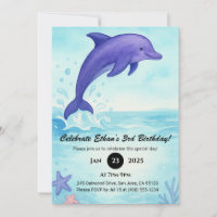 Deep Blue Dolphin with Sea Stars Birthday