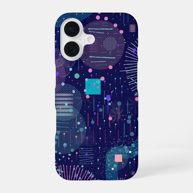 Deep Blue Dreams Abstract Art iPhone 16 Case (Back)