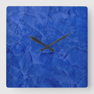 Deep Blue Faux Finish Square Wall Clock