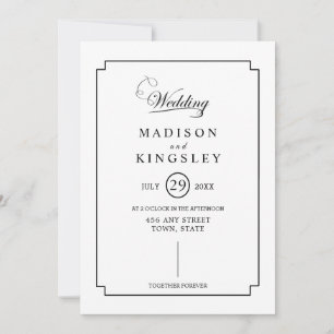 Deep Blue Floral Elegant Fall Wedding Invitation