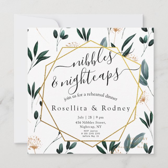 Deep Blue Floral Rehearsal Dinner Invitation (Front)