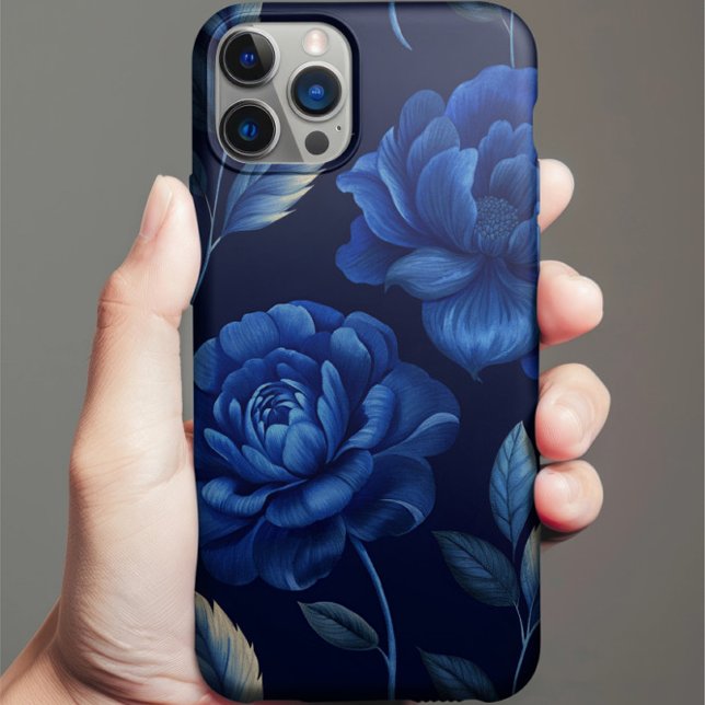 Deep Blue Flower Sea Personalised Phone Case (Deep Blue Flower Sea Personalized iPhone Case)