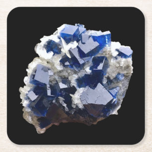 Deep Blue Fluorite Crystal & Flake Calcite Coaster