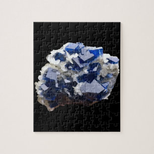 Deep Blue Fluorite Crystal & Flake Calcite Jigsaw Puzzle