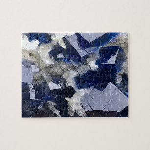 Deep Blue Fluorite Crystal & Flake Calcite Jigsaw Puzzle