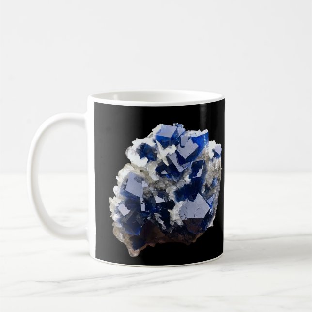 Deep Blue Fluorite Crystal & Flake Calcite Mug (Left)