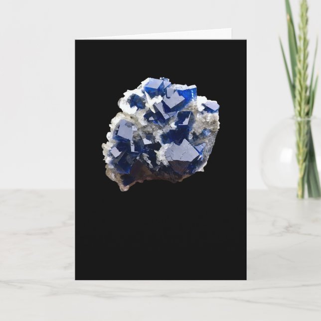 Deep Blue Fluorite Crystal & FlakeCalcite Add Text Card (Front)