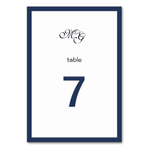Deep blue Frame. Modern stylish wedding Table Numb Number