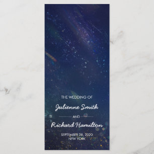 Deep Blue Galaxy Wedding Ceremony Program Programme