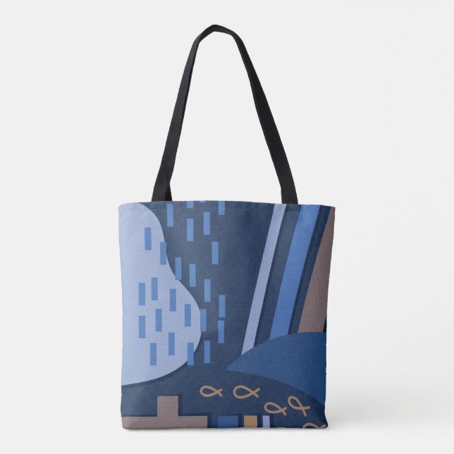 Deep Blue Geometry Tote (Back)
