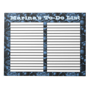 Deep Blue Glam Pebbles two column to-do list pad