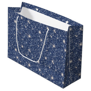 Deep Blue Glitter Birthday Large Gift Bag