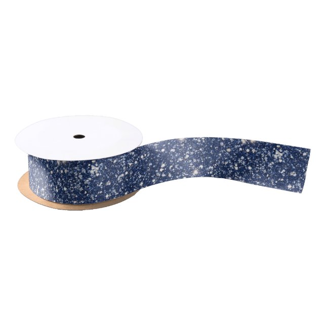 Deep Blue Glitter Birthday Satin Ribbon (Spool)