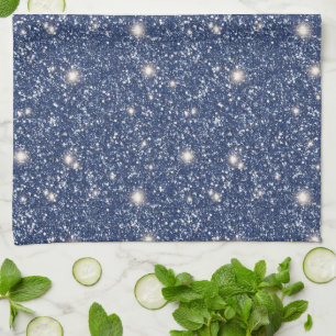Deep Blue Glitter  Tea Towel