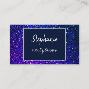 Deep Blue Glitter White Professional Luxury 2024 Business Card