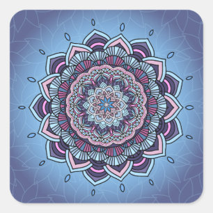 Deep Blue Glow Mandala ID361 Square Sticker