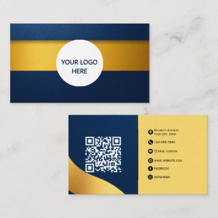 Deep Blue & Gold–Fully Customisable Elegant Design Business Card