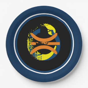 Deep Blue/Golden Yellow/Black Basketball 9" Plates