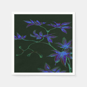 Deep Blue & Green Japanese Floral Paper Napkins
