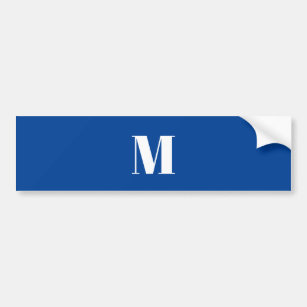 Deep Blue Initial Letter Monogram Modern Stylish Bumper Sticker