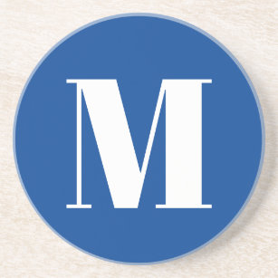 Deep Blue Initial Letter Monogram Modern Stylish Coaster