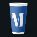 Deep Blue Initial Letter Monogram Modern Stylish Latte Mug<br><div class="desc">Would you like to own a product with the initials of your name? It is very simple,  aesthetic and attractive.</div>