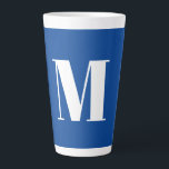 Deep Blue Initial Letter Monogram Modern Stylish Latte Mug<br><div class="desc">Would you like to own a product with the initials of your name? It is very simple,  aesthetic and attractive.</div>