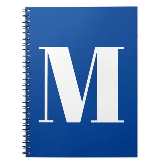 Deep Blue Initial Letter Monogram Modern Stylish Notebook (Front)