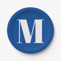 Deep Blue Initial Letter Monogram Modern Stylish