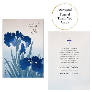 Deep Blue Irises Orthodox Christian Memorial Thank You Card